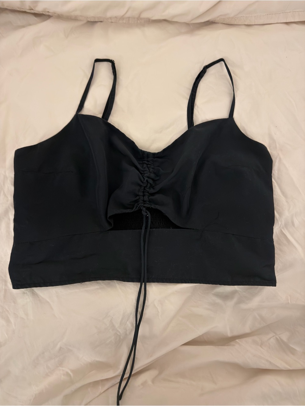Abercrombie & Fitch Black Ruched Front Crop Top